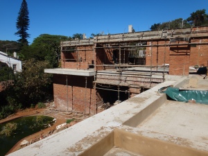 View from roof garden to master suite and outside shower slab for smaller roof garden