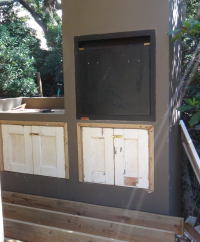 Ditto recycling of doors for new braai (bargeque) cupboard