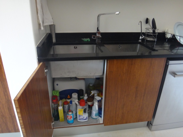 Scullery area, small induction geyser under sink